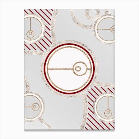 Geometric Abstract Glyph in Festive Gold Silver and Red n.0089 Canvas Print