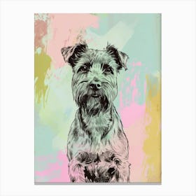 Pastel German Wirehaired Dog Pastel Line Illustration  1 Canvas Print