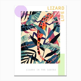 Lizard In The Leaves Modern Abstract Illustration 3 Poster Canvas Print