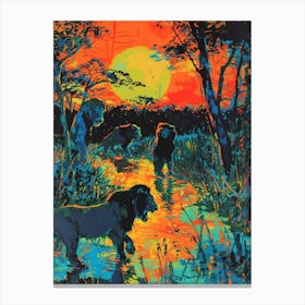 Transvaal Lion Night Hunt Fauvist Painting Painting 3 Canvas Print