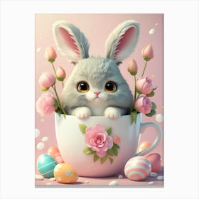 Easter Bunny In A Cup Canvas Print