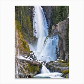 Icicle Creek Falls, United States Realistic Photograph (3) Canvas Print