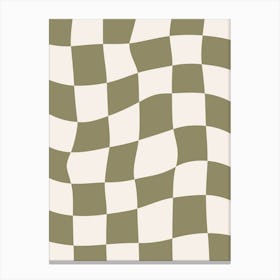 Checkerboard - Olive Green Canvas Print