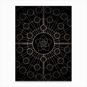 Geometric Glyph Radial Array in Glitter Gold on Black n.0446 Canvas Print