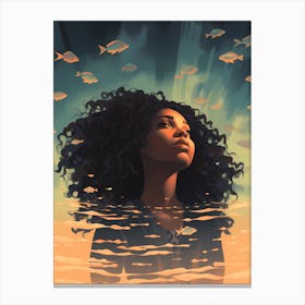 Water Girl Ocean Dive Canvas Print