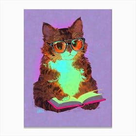 Cat Reading Book 2 Canvas Print