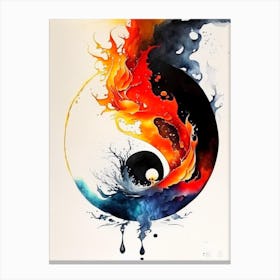 Fire And Water 5 Yin And Yang Japanese Ink Canvas Print