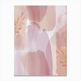 Pink Leaves Watercolor Painting Canvas Print