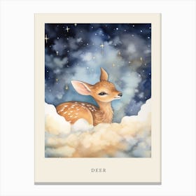 Baby Deer 8 Sleeping In The Clouds Nursery Poster Canvas Print