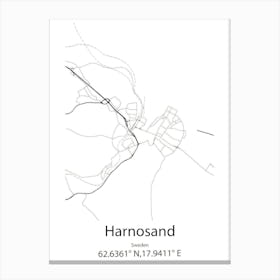 Harnosand,Sweden Minimalist Map Canvas Print