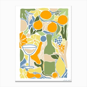 Oranges And Wine Mediterranean Summer Canvas Print