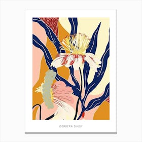 Colourful Flower Illustration Poster Gerbera Daisy 2 Canvas Print