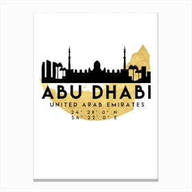 Abu Dhabi UAE Silhouette City Skyline Map Canvas Print
