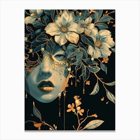 Woman With Flowers On Her Head 10 Canvas Print
