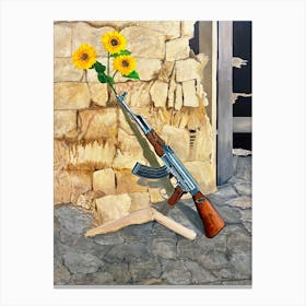 Sunflowers In An Ak 47 Support Ukraine Canvas Print
