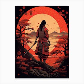 Samurai Ukiyo E Style Illustration 8 Canvas Print