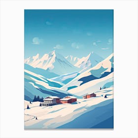 Courchevel   France, Ski Resort Illustration 3 Simple Style Canvas Print
