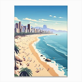Ipanema Beach, Brazil, Flat Illustration 1 Canvas Print