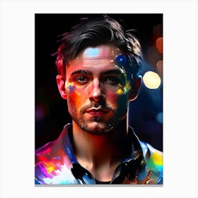 Portrait Of A Man With Colorful Paint Canvas Print