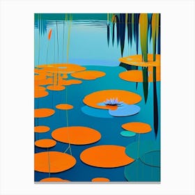 Pond With Lily Pads Water Waterscape Modern 1 Canvas Print