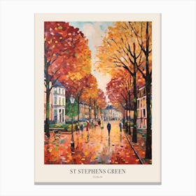 Autumn City Park Painting St Stephens Green Dublin 1 Poster Canvas Print