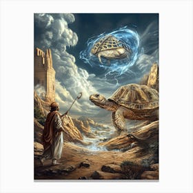 Man And A Turtle Galaxy Canvas Print