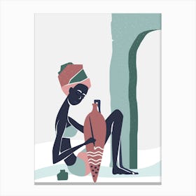 Illustration Of African Woman Canvas Print