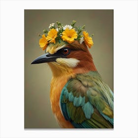 Kingfisher With A Flower Crown European Robin 3 Canvas Print