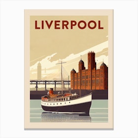 Liverpool Vintage Travel Poster Canvas Print