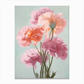 Carnations Flowers Acrylic Painting In Pastel Colours 4 Canvas Print