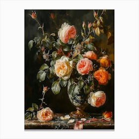 Baroque Floral Still Life Rose 6 Canvas Print