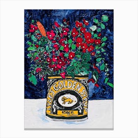 Wildflowers In Lyles Golden Syrup Tin On Navy Canvas Print