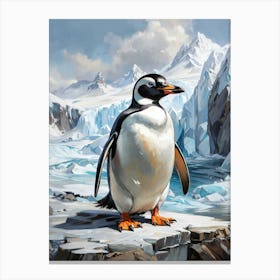 Glaciers And Penguin Canvas Print