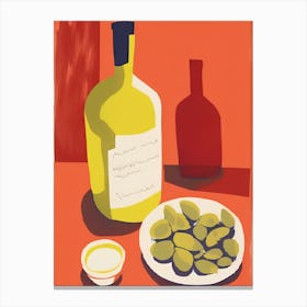 Olives And Bottle Canvas Print