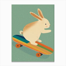 Bunny On Skateboard Canvas Print
