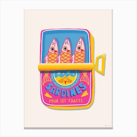 Sardines Tin Pop Colour Canvas Print