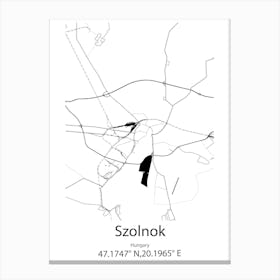 Szolnok,Hungary Minimalist Map Canvas Print