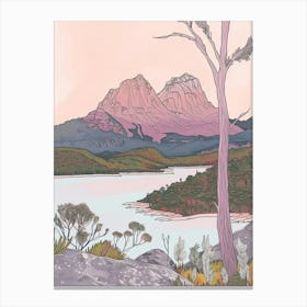 Cradle Mountain Australia Color Line Drawing (5) Canvas Print