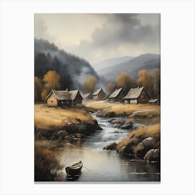 In The Wake Of The Mountain A Classic Painting Of A Village Scene (34) Canvas Print