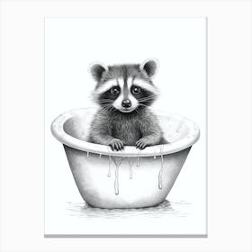 Raccoon In Bath Illustration 2 Canvas Print