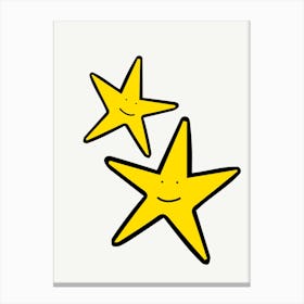 Two Yellow Stars Cute Illustration Canvas Print