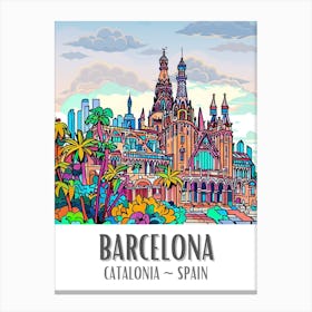 Barcelona Colorful Cityscape 5 Canvas Print