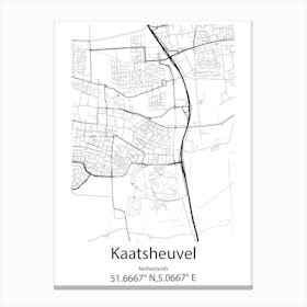 Kaatsheuvel,Netherlands Minimalist Map Canvas Print