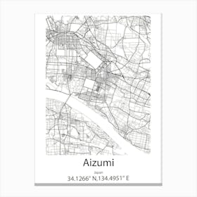 Aizumi,Japan Minimalist Map Toile