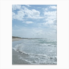 Summer surf beach with pastel blue sky and ocean in Norway - boho coast nature and travel photography by Christa Stroo Photogaphy Canvas Print