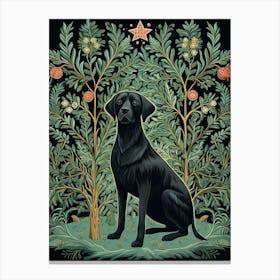 William Morris Style Christmas Dog 3 Canvas Print