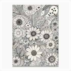 Doodle Flowers 5 Canvas Print