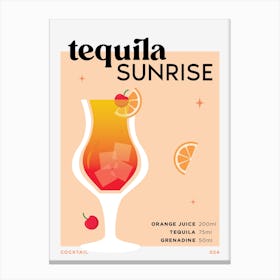 Tequila Sunrise in Peach Cocktail Recipe Canvas Print