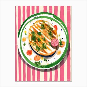 A Plate Of Green Beans, Top View Food Illustration 1 Canvas Print