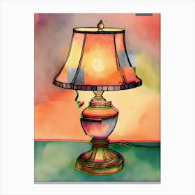 Lamp On A Table Canvas Print